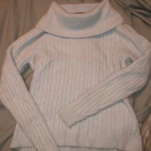 blue angora turtleneck